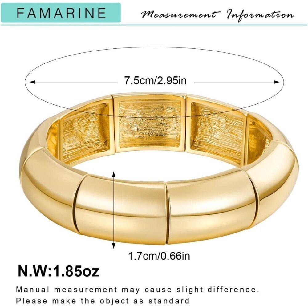 Gold Silver Style J Chunky Bangle Bracelet for Women and Men Fashion Jewelry - Picture 5 of 5